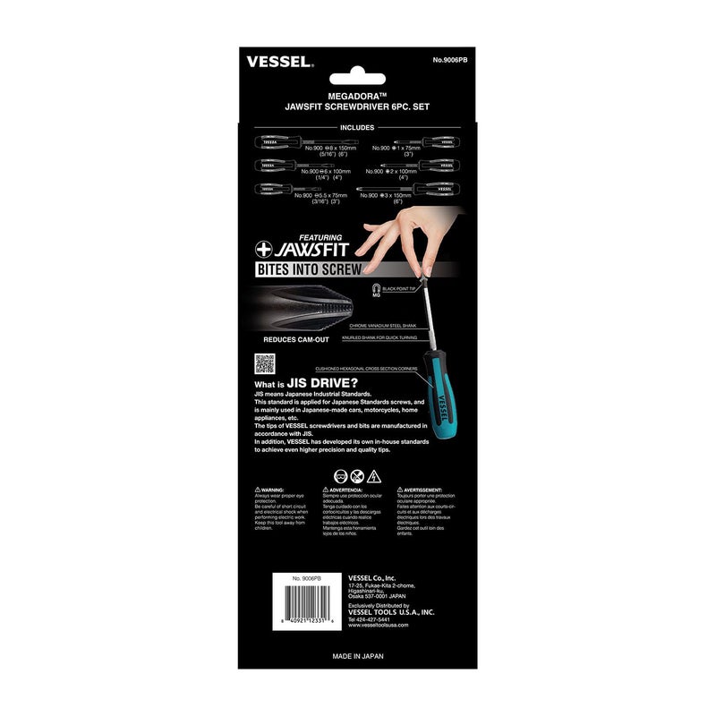 VESSEL MEGADORA Screwdriver Set 6pcs. 9006PB (Paper Box) - Image 4